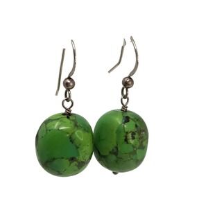 Jay King DTR Mojave Green Turquoise Nugget Earrings 1.25"